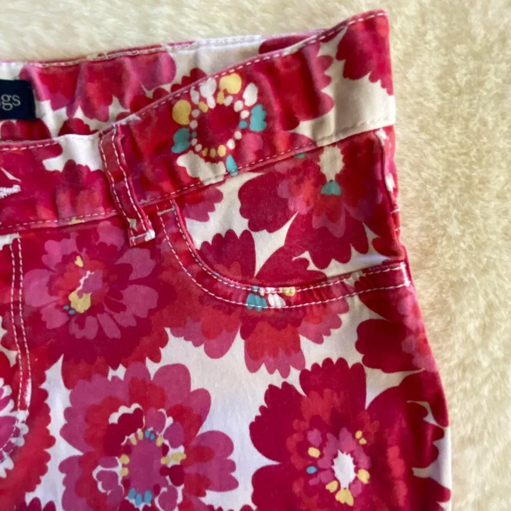 The Children's Place pink floral jeggings girl's size 12 adjustable waist